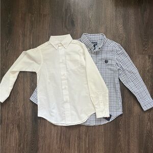 Chaps Boy’s Size 6 White & Blue Plaid Button Down NWT